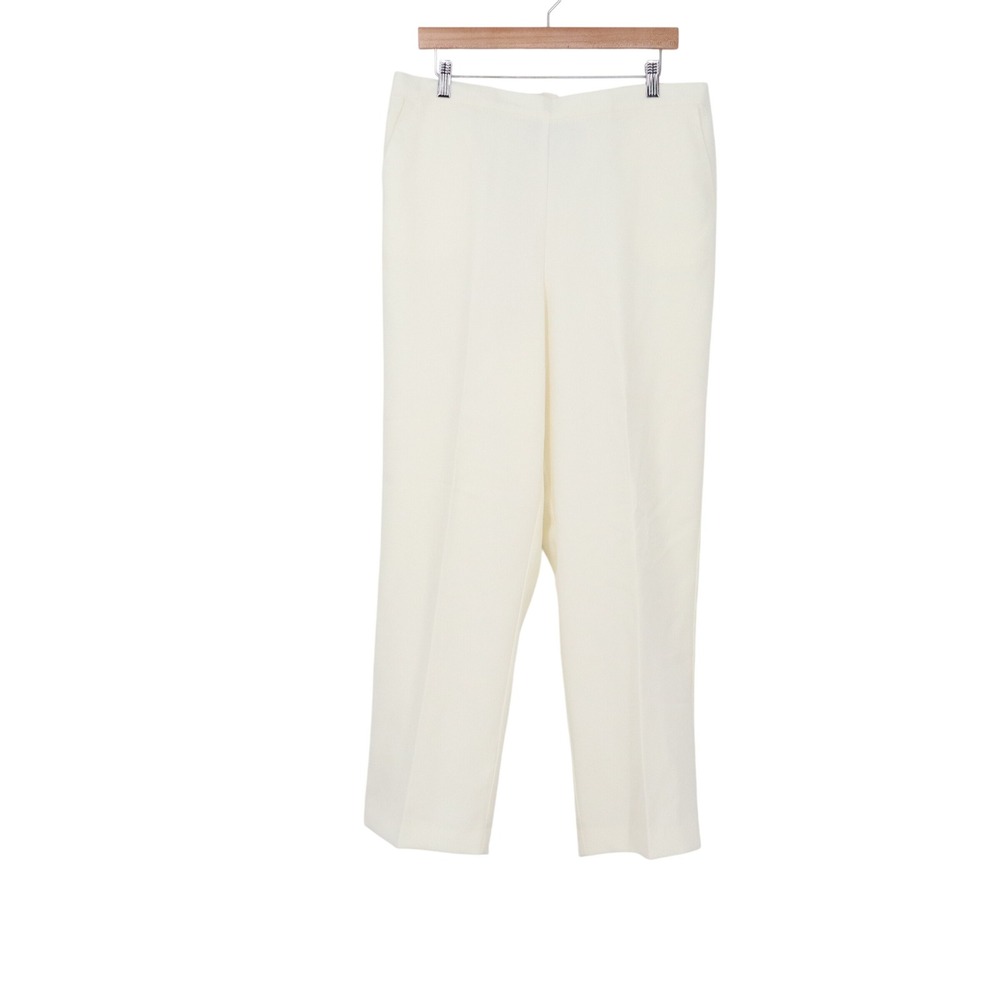Alfred Dunner Pants Womens 16 Jewelry Box Ivory Elastic Waist Straight New